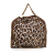 Stella McCartney AB Stella McCartney White with Brown Canvas Fabric Falabella Leopard Printed Fold Over Tote Italy
