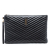 Saint Laurent AB Saint Laurent Black Calf Leather Quilted Chevron Monogram Document Holder Italy