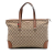 Gucci B Gucci Brown Beige Canvas Fabric GG Web Tote Italy