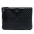 Chanel AB Chanel Black Calf Leather Medium Diagonal Chevron skin Tassel O Case Clutch Italy