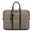 Gucci B Gucci Brown Beige Coated Canvas Fabric GG Supreme Business Bag Italy