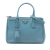 Prada B Prada Blue Saffiano Leather Small Lux Galleria Double Zip Satchel Italy