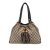 Gucci B Gucci Brown Beige Canvas Fabric Medium GG Braided Peggy Tote Italy