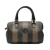 Fendi B Fendi Brown Coated Canvas Fabric Pequin Boston Bag Italy