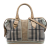 Burberry B Burberry Brown Light Brown Canvas Fabric House Check Satchel Italy