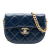 Chanel AB Chanel Blue Navy Calf Leather Mini CC Quilted Shiny skin Round Moon Messenger Flap Italy