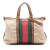 Gucci B Gucci Brown Beige Canvas Fabric Medium GG Rania Top Handle Bag Italy
