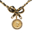 Chanel B Chanel Gold with Black Gold Plated Metal Leather and Medallion Bow Pendant Necklace France