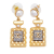 Chanel Gold Gold Plated and Faux Pearl Crystal CC Perfume Bottle Drop Push Back Earrings France