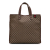 Gucci B Gucci Brown Beige Coated Canvas Fabric Large GG Supreme Web Loop Tote Italy