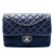 Chanel Blue Paris Salzburg Quilted Glazed Calfskin and Felt Edelweiss Flower CC Flap Italy