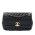 Chanel AB Chanel Black Goatskin Leather Medium Diagonal Quilted Flap Italy
