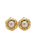 Chanel B Chanel Gold Gold Plated Metal Faux Pearl Flower Clip On Earrings France
