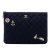 Chanel AB Chanel Blue Navy Wool Fabric Paris Hamburg Medium Quilted Coco Sailor Charms O Case Clutch Italy