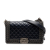Chanel B Chanel Blue Navy Calf Leather Old Medium Quilted Glazed skin Chain Around Boy Flap Italy