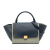 Celine B Celine Blue Navy with Multi Calf Leather Medium Tricolor Trapeze Satchel Italy
