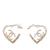 Chanel AB Chanel Gold Gold Plated Metal CC Rhinestones Heart Hoop Earrings France