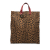 Fendi B Fendi Brown Canvas Fabric Leopard Printed Shopping Tote Italy