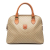 Celine B Celine Brown Beige Coated Canvas Fabric Macadam Dome Satchel Italy