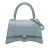 Balenciaga B Balenciaga Blue Denim Calf Leather Small Croc Embossed Hourglass Top Handle Bag Italy