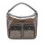 Gucci AB Gucci Brown Beige Coated Canvas Fabric GG Crystal Abbey D Ring Handbag Italy