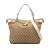Gucci B Gucci Brown Beige with White Canvas Fabric Large GG Icon Bit Satchel Italy