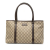 Gucci B Gucci Brown Beige Coated Canvas Fabric Medium GG Supreme Joy Tote Italy