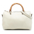 Gucci B Gucci White Calf Leather Medium skin Bamboo Shopper Boston Bag Italy