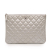 Chanel B Chanel Silver Caviar Leather Leather Medium Quilted Metallic Caviar O Case Clutch Italy