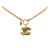 Chanel B Chanel Gold Gold Plated Metal Quilted CC Pendant Necklace France