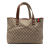 Gucci AB Gucci Brown Beige Coated Canvas Fabric Medium GG Supreme Web Loop Tote Italy