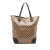 Gucci B Gucci Brown Beige Coated Canvas Fabric GG Charm GG Crystal Tote Italy