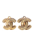 Chanel B Chanel Gold Gold Plated Metal CC Quilted Clip on Earrings France