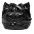 Chanel B Chanel Black Calf Leather Shiny Aged skin CC Chain Drawstring Bucket Bag Italy