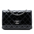 Chanel B Chanel Black Calf Leather CC Quilted Shiny Aged skin Wallet On Chain Italy