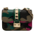 Valentino Green Mini Nappa and Canvas Camouflage Rockstud Glam Lock Crossbody Italy