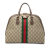 Gucci B Gucci Brown Beige Coated Canvas Fabric Medium GG Supreme Ophidia Web Satchel Italy