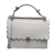 Fendi AB Fendi Gray Calf Leather Medium Scalloped Studded Kan I Satchel Italy