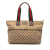 Gucci B Gucci Brown Beige Canvas Fabric GG Web Tote Italy