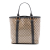 Gucci B Gucci Brown Beige Coated Canvas Fabric GG Crystal Bamboo Shopper Tote Italy