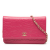 Chanel Pink Dark Pink Lambskin Leather Leather CC Embossed Lambskin Camellia Wallet On Chain France
