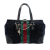 Gucci B Gucci Black Velvet Fabric Horsebit Web Treasure Boston Bag Italy