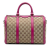 Gucci B Gucci Brown Beige with Pink Canvas Fabric Medium GG Joy Boston Bag Italy