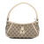 Gucci B Gucci Brown Beige with White Canvas Fabric GG Abbey D Ring Pochette Italy