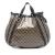 Gucci B Gucci Brown Beige Coated Canvas Fabric GG Crystal Abbey D Ring Convertible Tote Italy