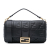 Fendi B Fendi Black Calf Leather Large Zucca Embossed Baguette Satchel Italy