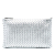 Bottega Veneta AB Bottega Veneta Silver Calf Leather Metallic Intrecciato Clutch Italy