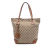 Gucci B Gucci Brown Beige Canvas Fabric Medium GG GG Charm Tote Italy