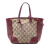 Gucci B Gucci Brown Beige with Red Dark Red Canvas Fabric Small GG Bree Satchel Italy