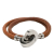 Hermès B Hermès Brown with Silver Calf Leather Palladium Plated and Lancelot Double Tour Bracelet France
